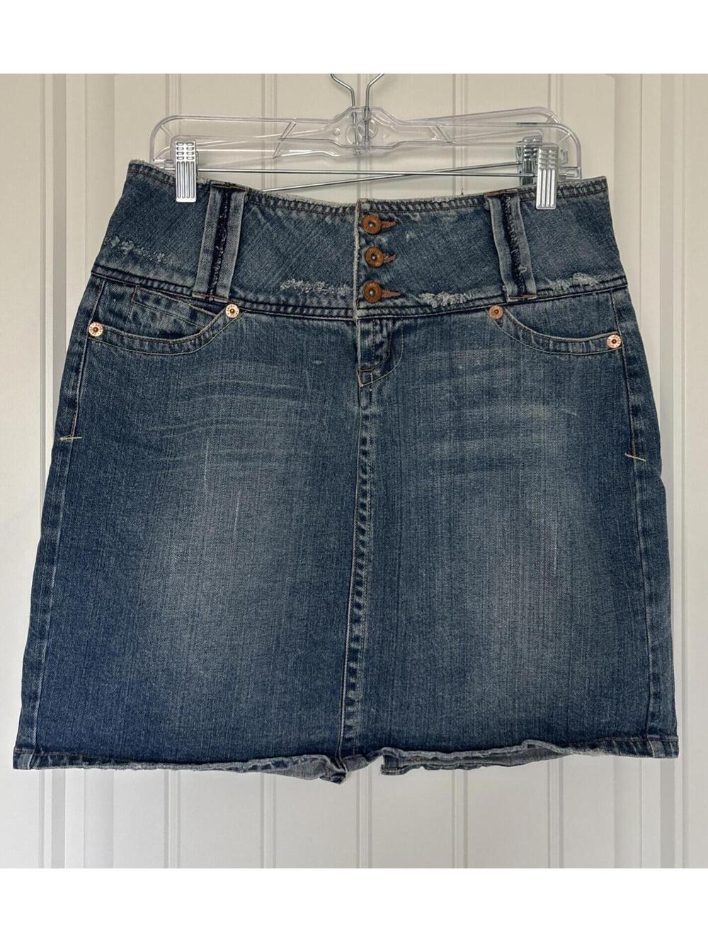 Bongo Denim Mini Skirt Junior 11 Women's Blue 90s/2000s Vintage Button Fly Y2K